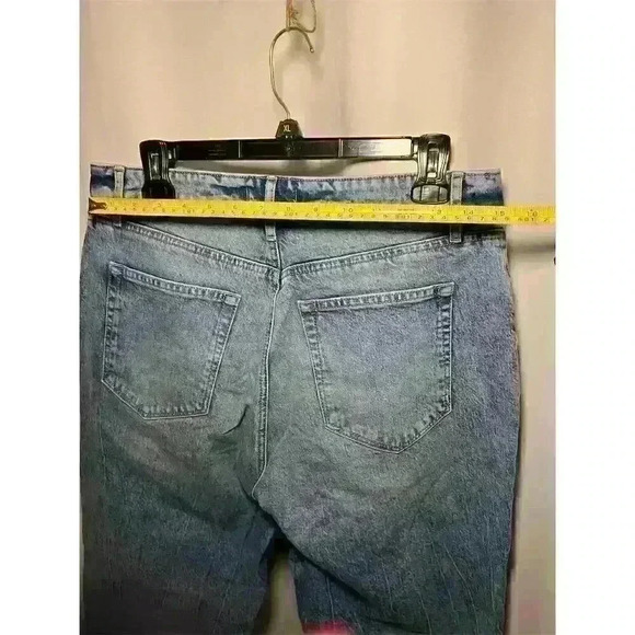 Loft Women's High Rise Straight Leg Distressed Jeans Size 18 Blue Denim - Picture 15 of 16